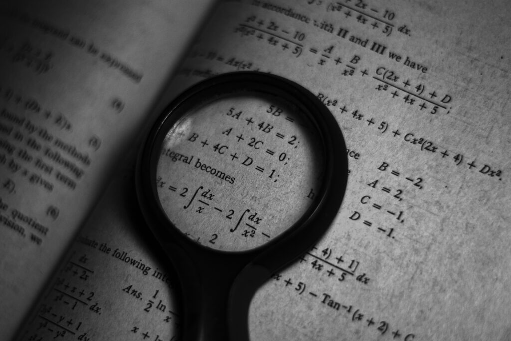 magnifying glass placed on o level math